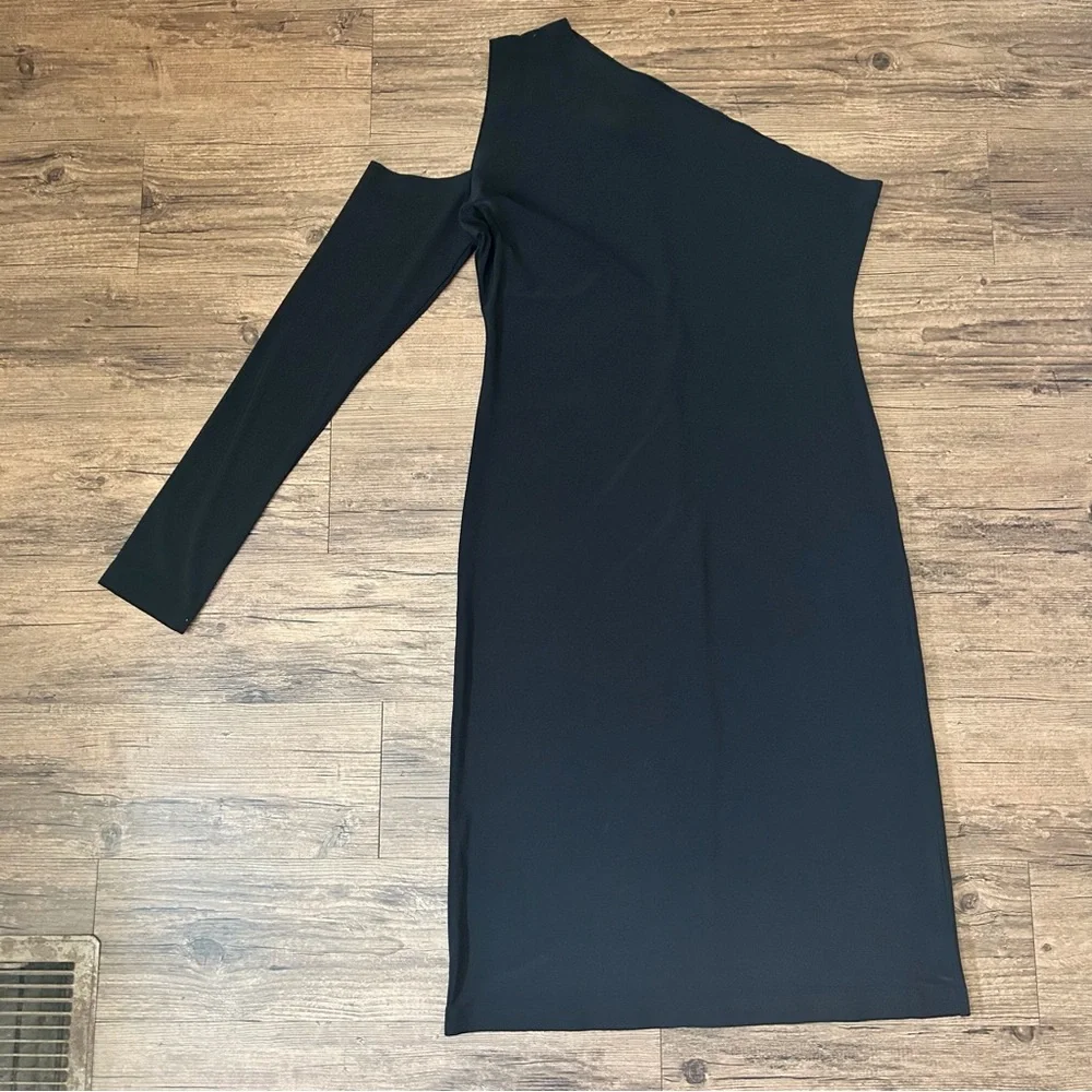 Norma Kamali Black One Shoulder Cutout Fitted Spandex Dress - Picture 5 of 11